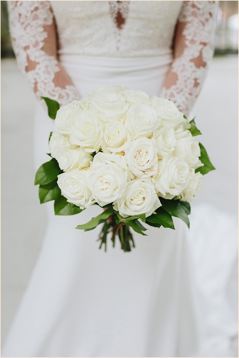 Portrait of white wedding bouquet